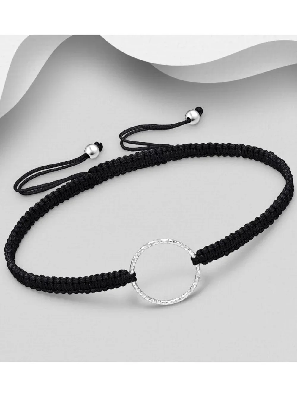 925 Sterling Silver Circle Adjustable Thread Bracelet